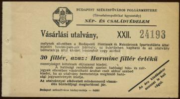 1940-es évek Húsáru vásárlási utalvány - 30fillér