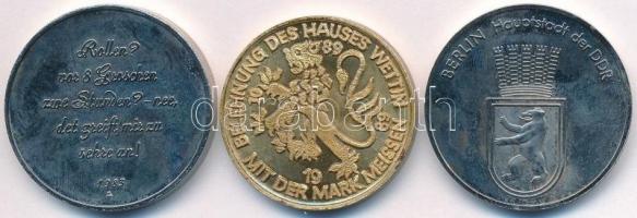 NDK 1983A "Eckensteher Nante" fém emlékérem (32mm) + 1989. "Drezdai kastély" fém...
