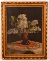 Karczag Zoltán (1881-1944): Virágcsendélet. Olaj, vászon, festék lepattanásokkal, jelzett, keretben, 60×47 cm