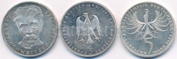 NSZK 1975G 5M Ag "Albert Schweitzer" + 1977G 5M Ag "Heinrich von Kleist" + 1978F...
