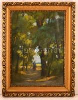 Halasi Horváth István (1904-1994): Erdei séta. Pasztell, papír, jelzett, üvegezett keretben, 41×30 c...