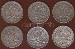 Oroszország 1902-15. 10k Ag (6x) T:1/2,2,2/3,3