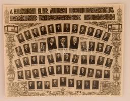 1933 Budapest, Textilipariskola Jacquard-tanfolyamának hallgatói, kistabló 56 nevesített portréval, Rőmer Erzsi műterméből, 22,5x28,5 cm