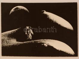 cca 1978 Fantáziakép, vintage fotómontázs, kasírozva, 29x39 cm