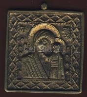 Régi orosz ikon korhű Br mása, szögletes plakett formában. Szign:Kop.1950 T:I