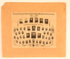 1928 Esztergom, a Polgári Kör 25 éves fennállásának emlékére készült kistabló, 43 nevesített portréval, 20x25 cm, karton (sérült) 31x36 cm