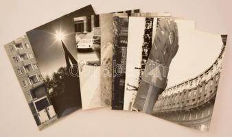 cca 1975 Budapesti városképek, életképek, 7 db vintage fotó (öt feliratozott), 28x40 cm és 30x40 cm között