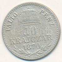 1870KB 10kr Ag "Ferenc József / Váltó Pénz" T:2,2- Adamo M10.1