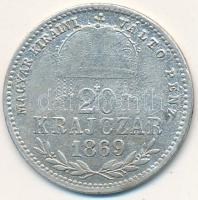 1869GYF 20kr Ag "Magyar Királyi Váltó Pénz" T:2- Adamo M11.1