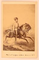 Ferenc József lovasfotó, fénynyomat kartonra kasírozva, 10x6cm