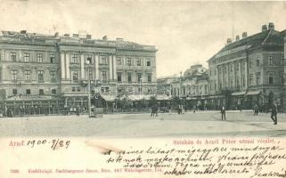 Arad, Színház és Aczél Péter utca, Nagy Lajos szállodája a Fehér Kereszthez, Színházi sörcsarnok / theatre, street, hotel, beer hall