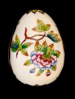 Herendi Viktória mintás porcelán tojás, kézzel festett, hibátlan, jelzett, 8x5x5 cm