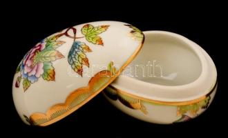 Herendi Viktória mintás porcelán tojás, kézzel festett, hibátlan, jelzett, 8x5x5 cm