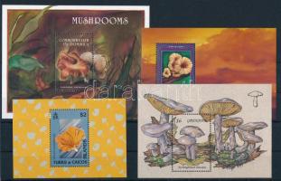 1991-1994 Mushrooms 4 blocks, 1991-1994 Gomba motívum 4 db blokk