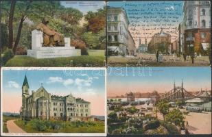 Budapest, Manréza férfi lelkigyakorlatos ház, Baross utca, Anonymus szobor, Ferenc József híd - 4 db régi képeslap / - 4 pre-1945 postcards