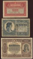 Kis korona tétel 1917. 2K T:III+ 1919. 10K T:IV + 1920. 100K T:II