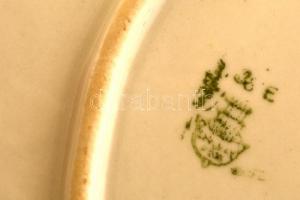 Zsolnay pecsenyés virágos tál, részben kézzel festett, porcelán, jelzett, kopottas, 26x36cm