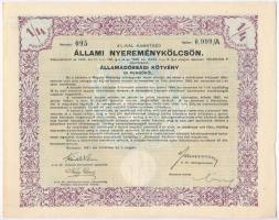 Budapest 1941. "4%-kal kamatozó Állami Nyereménykölcsön" államadóssági kötvénye 200P-ről, szelvényekkel, szárazpecséttel + Budapest 1941. "4%-kal kamatozó Állami Nyereménykölcsön" államadóssági kötvény 1/2 részkötvénye 100P-ről, szelvényekkel, szárazpecséttel + Budapest 1941. "4%-kal kamatozó Állami Nyereménykölcsön" államadóssági kötvény 1/4 részkötvénye 50P-ről, szelvényekkel, szárazpecséttel T:I- kis szakadás