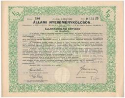 Budapest 1941. "4%-kal kamatozó Állami Nyereménykölcsön" államadóssági kötvénye 200P-ről, ...