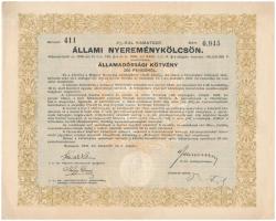 Budapest 1941. "4%-kal kamatozó Állami Nyereménykölcsön" államadóssági kötvénye 200P-ről, ...