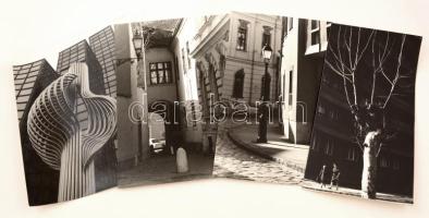 cca 1975 Budapesti városképek, életképek, 4 db vintage fotó (ebből három feliratozott, jelzett), 40x20 cm és 40x29 cm közötti méretekben
