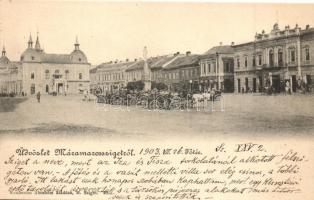 Máramarossziget, Sighetu Marmatiei; Fő tér, Korona szálloda és kávéház, Klein üzlete / main square, hotel and cafe, shop