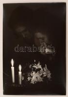 cca 1962 Medgyesi László: Halottak estéjén, feliratozott vintage fotóművészeti alkotás, 40x30 cm