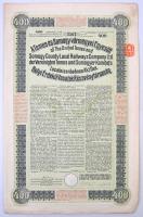 Budapest 1913. 400K "A Temes- és Somogy-vármegyei Egyesült Helyi Érdekű Vasutak Részvénytársaság" 3 1/2%-os elsőbbségi kötvénye 400K-ról, szelvényekkel és szárazpecséttel T:III