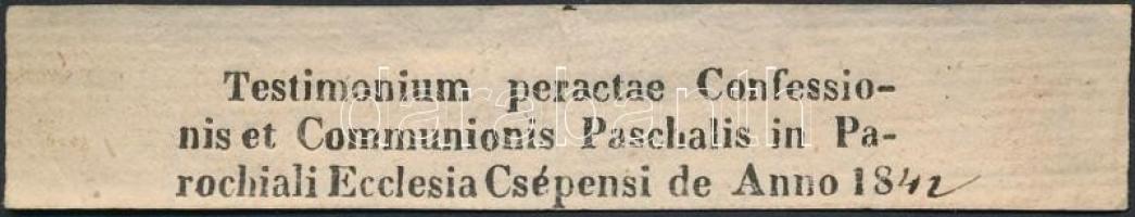 1842 Bucsucédula, Ecclesia Csépensi (Csépe), latin nyelven, h: 10 cm.