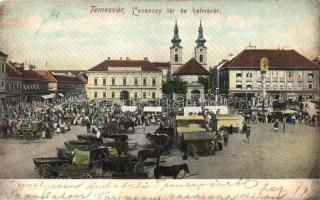 Temesvár, Timisoara; Losonczy tér és Heti vásár / square, market (EB)