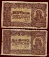1923. 100K 2klf variáns: nyomdai jelzéssel és anélkül T.II/III,III