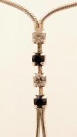 Ezüst(Ag) nyaklánc, apró kövekkel, állítható hosszúsággal, jelzett, h: 44 cm, nettó: 6,9 g