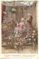 Győr; művészi emléklap a Főreáliskola táncestélyéről; "Es war einmal" Serie 35. Kunstverlag Rafael Neuber, Wien  s: Fr. Rösler  (r)