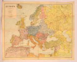 1943 Európa térképe, Kókai Lajos kiadása, Budapest. Hornyánszky nyomda, szakadásokkal, 82×102 cm