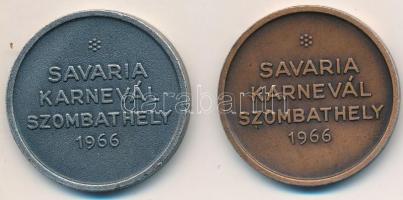 1966. Savaria Karnevál Szombathely ezüstözött műanyag zseton + 1966. Savaria Karnevál Szombathely bronzozott műanyag zseton T:2