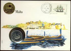 Málta 1983. 2c "hajó" bélyeg/ 1972. 10c "hajó" fémpénz érmés borítékon