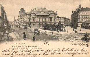 Budapest VIII. Népszínház, Kerepesi út, villamosok, Ganz Antal 5.