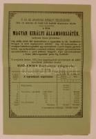 1884 Magyar Királyi Államsorsjáték hirdetménye, amely bevételét az özvegyek és árvák segélyezésére kívántak fordítani, jó állapotban.