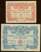 Franciaország 1917. Bourges szükségpénz 50c + 1Fr T:II+ Csak apró gyűrődésekkel