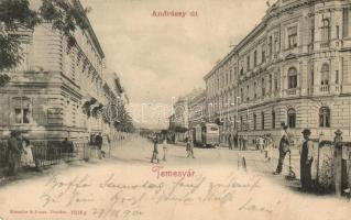 Temesvár, Timisoara; Andrássy út, villamos / street, tram (EM)