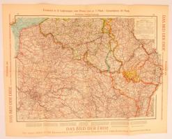 1928 Német képes világatlasz mintatérképe: Északkelet Franciaország 1:1000000 hajtogatva / Das Bild der Erde. Probekarte aus Nordost-Frankreich. 46×58 vm