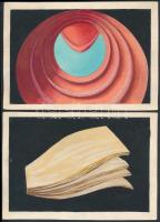 Jelzés nélkül: Kompozíciók, 4 db. Vegyes technika, papír, jelzett, 13x19 cm