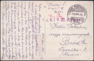 1918 Tábori posta képeslap / Field postcard K.u.k. I.R. 23. II. + TP 632