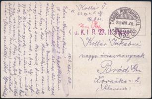 1918 Tábori posta képeslap / Field postcard &quot;K.u.k. I.R. 23. II.&quot; + &quot;TP 632&quot;