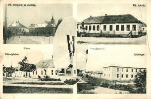 Nána, Párkány-Nána, Sturovo; Országzászló, laktanya, községháza, iskola, római katolikus templom, kastély / Hungarian flag, military barracks, town hall, school, church, castle (EB)