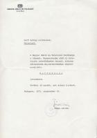 1971 Bp., A Magyar Rádió és Televízió elnökének levele Gerő György elvtárshoz, pecsételt aláírásával, nívódíjról