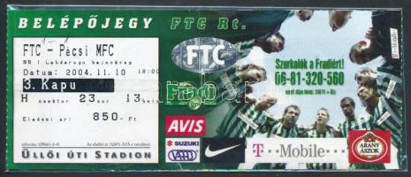 2004 Belépőjegy az Üllői úti stadionba az FTC - Pécsi MFC futballmérkőzésre