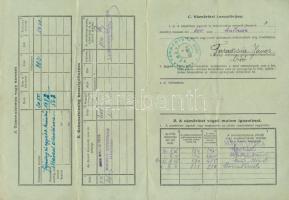 1941/42 Gabonalap, vámőrlési tanúsítvány