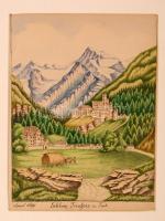 Jelzés nélkül: Schloß Taufers in Tirol, akvarell, papír, paszpartuban, 17×22,5 cm