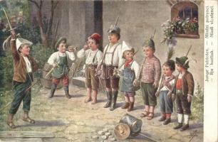 Ifjú hazafiak / Children playing soldier game s: Rösler (small tear)